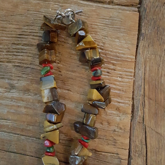 Nice brown and red turquoise chunky stone necklace - Picture 4 of 6